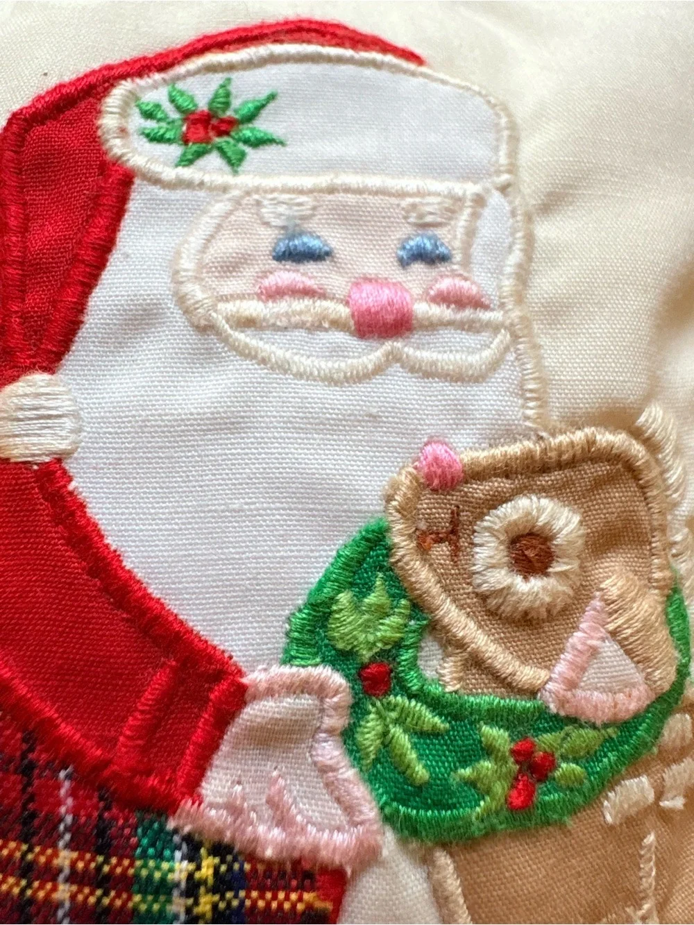House of Hatten Red Santa & Reindeer Christmas Hanging Pillow with music box